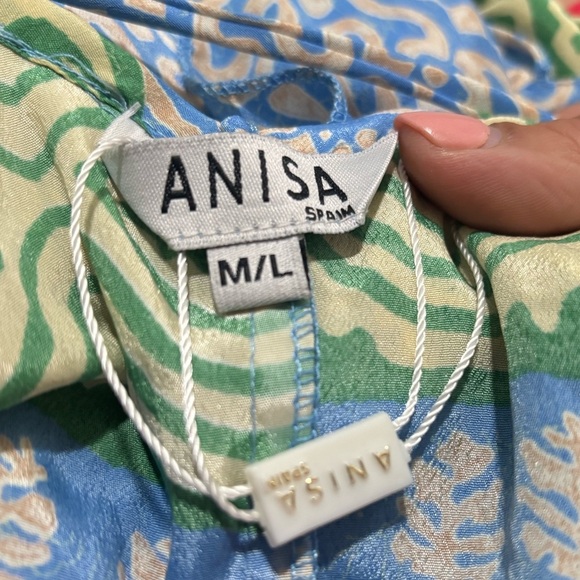 ANISA Women’s Open Back V- Neck Maxi Dress 100% silk - Picture 9 of 13